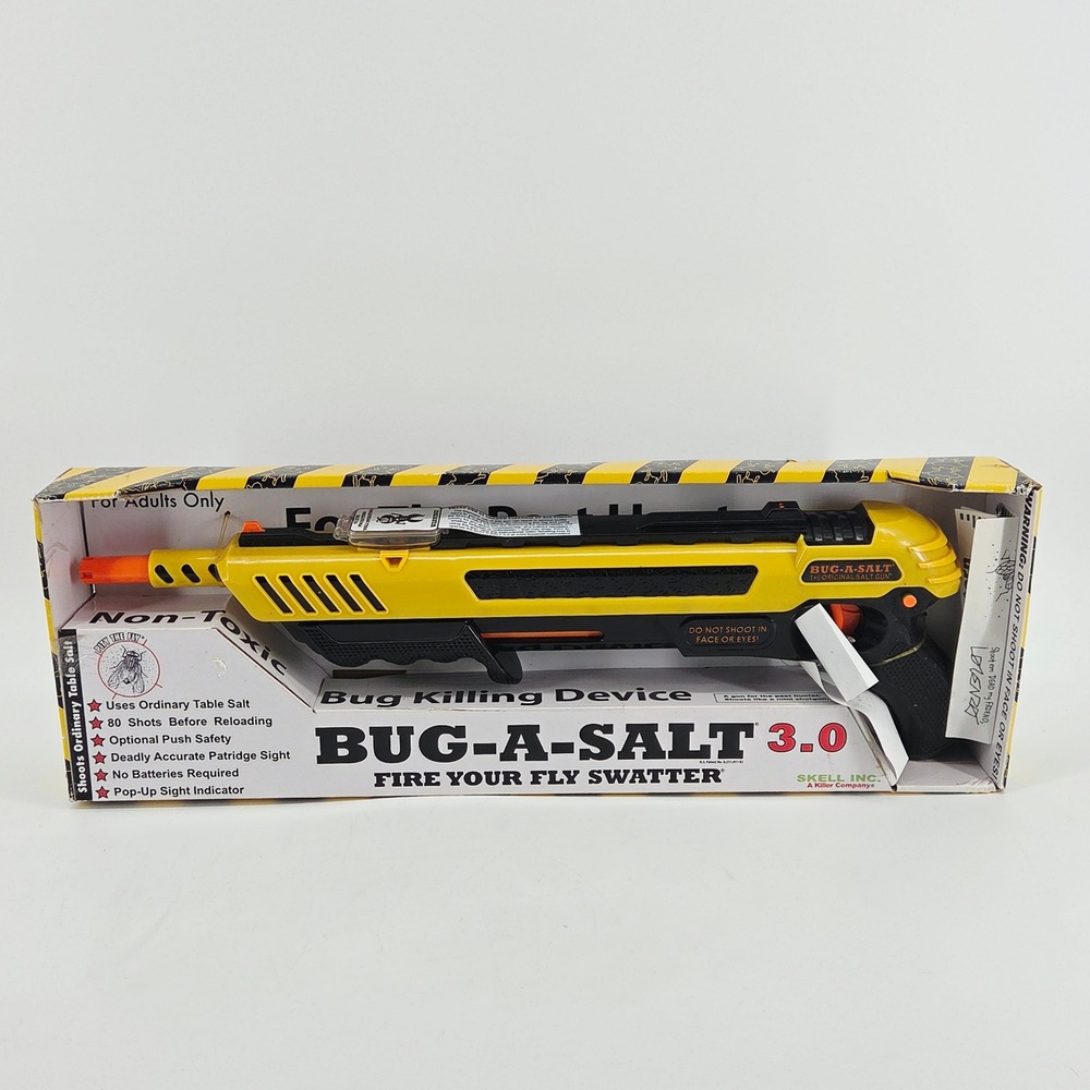 Bug-A-Salt 3.0 Original Salt Gun Yellow Black Skell Inc Fly Swatter Shotgun NIB